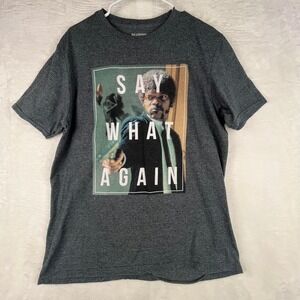 Pulp‎ Fiction T Shirt L Say What Again Samuel L Jackson Graphic Tee Gray